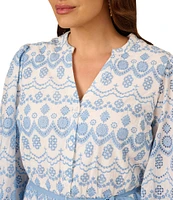Adrianna by Adrianna Papell Plus Size Embroidered Eyelet Flounce Hem Dress