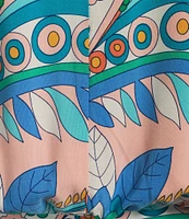 Adrianna by Adrianna Papell Abstract Printed Surplice V-Neck Long Sleeve Dress