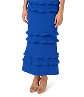 Adrianna by Adrianna Papell Square Neck Sleeveless Flounce Trim Column Gown