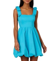 Adrianna by Adrianna Papell Square Neck Sleeveless Tie Shoulder Bubble Hem Mini Dress