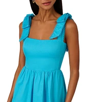 Adrianna by Adrianna Papell Square Neck Sleeveless Tie Shoulder Bubble Hem Mini Dress