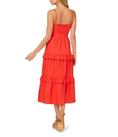 Adrianna by Adrianna Papell Square Neck Sleeveless Tiered A-Line Midi Dress