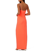 Adrianna by Adrianna Papell Stretch Crepe Plunge Sweetheart Neck Sleeveless Sequin Strap Gown