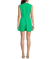 Adrianna by Adrianna Papell Stretch Mock Neck Sleeveless Slit Detail Romper