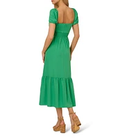 Adrianna by Adrianna Papell Sweetheart Neck Short Sleeve Twist Front Midi Dress