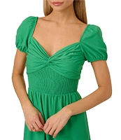 Adrianna by Adrianna Papell Sweetheart Neck Short Sleeve Twist Front Midi Dress