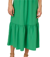 Adrianna by Adrianna Papell Sweetheart Neck Short Sleeve Twist Front Midi Dress