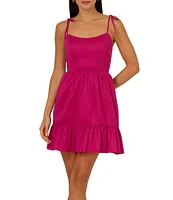 Adrianna by Adrianna Papell Taffeta Scoop Neck Sleeveless Blouson Mini Dress