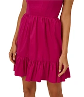 Adrianna by Adrianna Papell Taffeta Scoop Neck Sleeveless Blouson Mini Dress