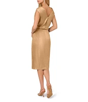 Adrianna by Adrianna Papell V-neck Side Draped Foiled Chiffon Blouson Dress