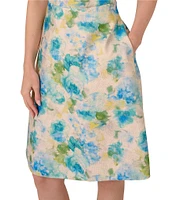 Adrianna Papell Asymmetrical Beck Floral Jacquard Fit & Flare Party Dress