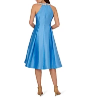 Adrianna Papell Beaded Halter Neck High-Low Hem A-Line Dress
