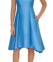 Adrianna Papell Beaded Halter Neck High-Low Hem A-Line Dress