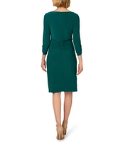 Adrianna Papell Boat Neck Twist Front Jersey Sheath Dress