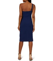 Adrianna Papell Crepe One Shoulder Sleeveless Bow Dress