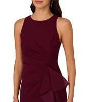 Adrianna Papell Crew Neck Sleeveless Cascading Ruffle High-Low Dress