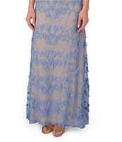 Adrianna Papell Embroidered Lace V-Neck Sleeveless Sheath Gown