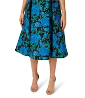 Adrianna Papell Floral Jacquard Boat Neck Sleeveless Dress