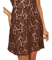 Adrianna Papell Illusion Crew Neck Flutter Sleeve Lace Shift Dress