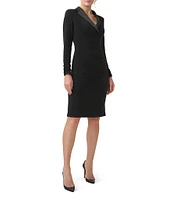 Adrianna Papell Long Sleeve Stretch Satin Lapel Tuxedo Dress