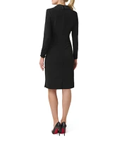 Adrianna Papell Long Sleeve Stretch Satin Lapel Tuxedo Dress