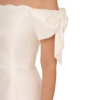 Adrianna Papell Off The Shoulder Bow Sleeve Mikado Sheath Dress