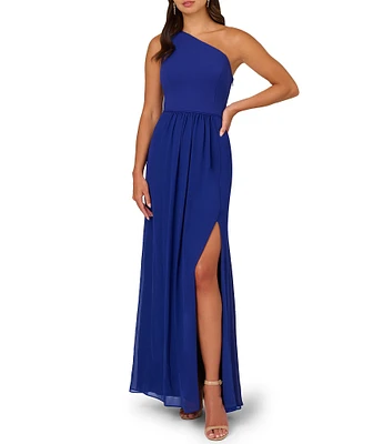 Adrianna Papell One Shoulder Sleeveless Chiffon Gown