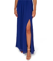 Adrianna Papell One Shoulder Sleeveless Chiffon Gown