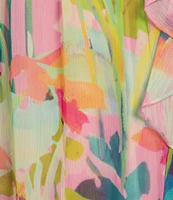 Adrianna Papell Petite Size Mock Neck Abstract Floral Chiffon Shift Dress