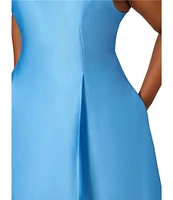 Adrianna Papell Plus Size Beaded Halter Neck High-Low Hem A-Line Dress