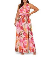 Adrianna Papell Plus Size Floral Chiffon Maxi Dress