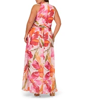Adrianna Papell Plus Size Floral Chiffon Maxi Dress