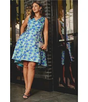 Adrianna Papell Plus Size Floral Jacquard Dress