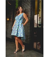 Adrianna Papell Plus Size Floral Jacquard Dress