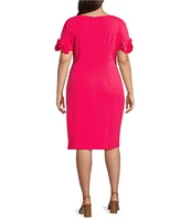 Adrianna Papell Plus Size Knit Crepe Short Sleeve Dress