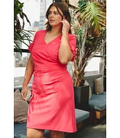 Adrianna Papell Plus Size Knit Crepe Short Sleeve Dress