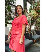 Adrianna Papell Plus Size Knit Crepe Short Sleeve Dress