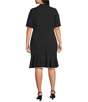 Adrianna Papell Plus Size Knit Crepe Tie Neck Dress