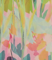 Adrianna Papell Plus Size Mock Neck Abstract Floral Chiffon Shift Dress