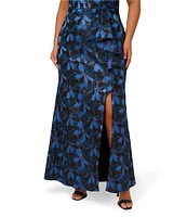 Adrianna Papell Plus Size Off-The-Shoulder Jacquard Sheath Gown