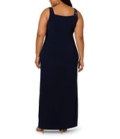 Adrianna Papell Plus Size Sleeveless Long Beaded Jersey Dress