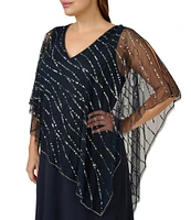 Adrianna Papell Plus Size Sleeveless V-Neck Beaded Popover Midi Dress