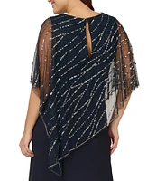 Adrianna Papell Plus Size Sleeveless V-Neck Beaded Popover Midi Dress