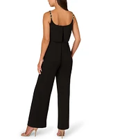 Adrianna Papell Popover Crepe Scoop Neck Sleeveless Chain Strap Jumpsuit