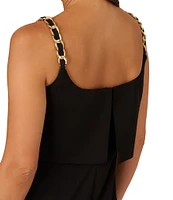 Adrianna Papell Popover Crepe Scoop Neck Sleeveless Chain Strap Jumpsuit