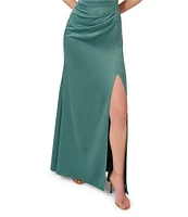 Adrianna Papell Satin Crepe Square Neck Sleeveless Sheath Gown