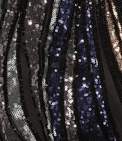 Adrianna Papell Sequin One Shoulder Sleeveless Gown