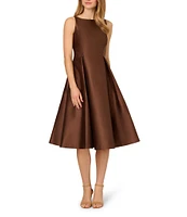 Adrianna Papell Boat Neck Sleeveless A-Line Taffeta Dress