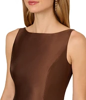 Adrianna Papell Boat Neck Sleeveless A-Line Taffeta Dress