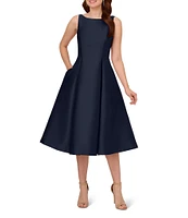 Adrianna Papell Boat Neck Sleeveless A-Line Taffeta Dress